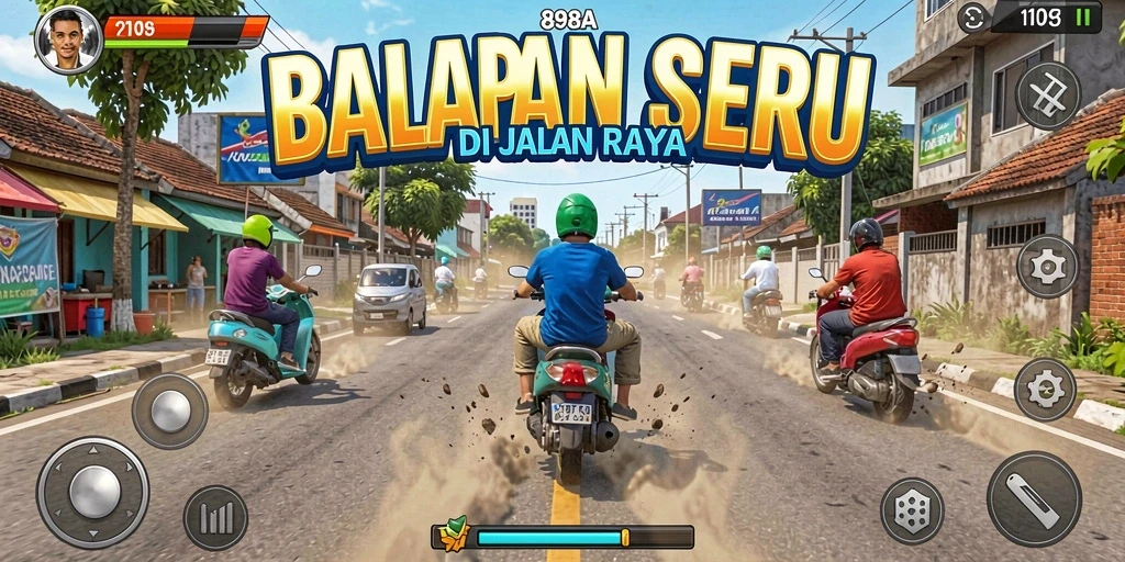 Gameplay seru di 898A dengan mobil balap menakjubkan.