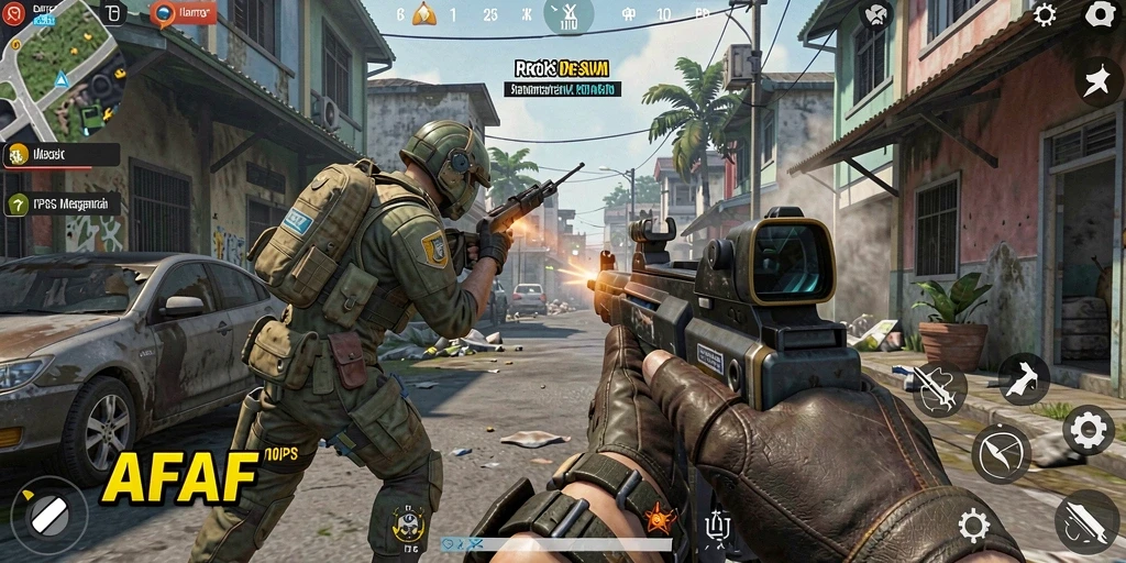 Tampilan gameplay AFAF yang intens dan penuh aksi.
