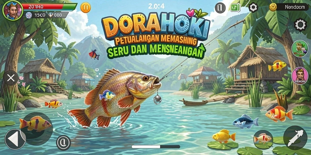 Tangkapan ikan yang memukau dalam DORAHOKI dengan grafik menakjubkan.
