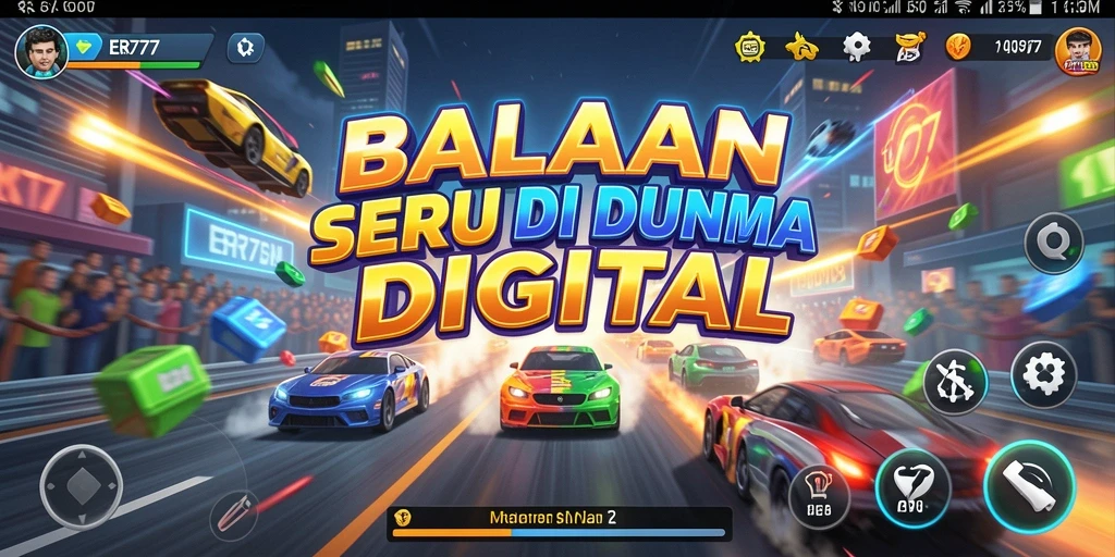 Tampilan menarik gameplay balapan dengan berbagai kendaraan.