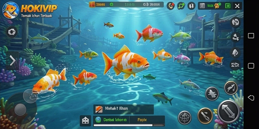 Screenshot utama HOKIVIP menampilkan aksi seru menembak ikan.