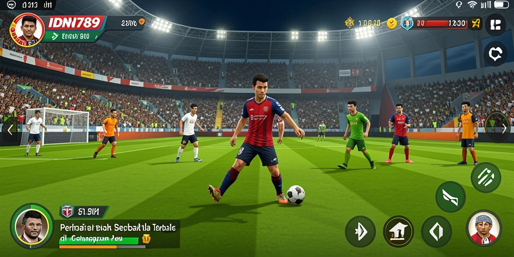 Tampilan gameplay mendebarkan dari IDN789 dengan aksi sepak bola intens.