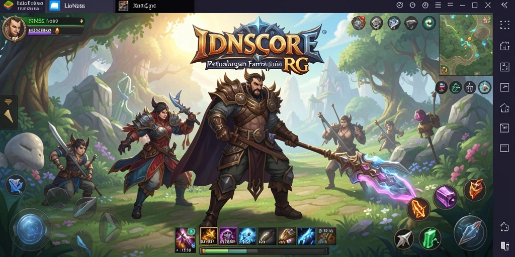Screenshot IDNSCORE menunjukkan pertarungan epik dalam game RPG.