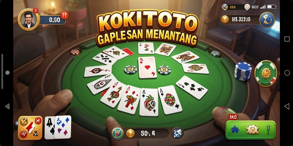 Tampilan gameplay seru KOKITOTO dalam permainan Gaple.
