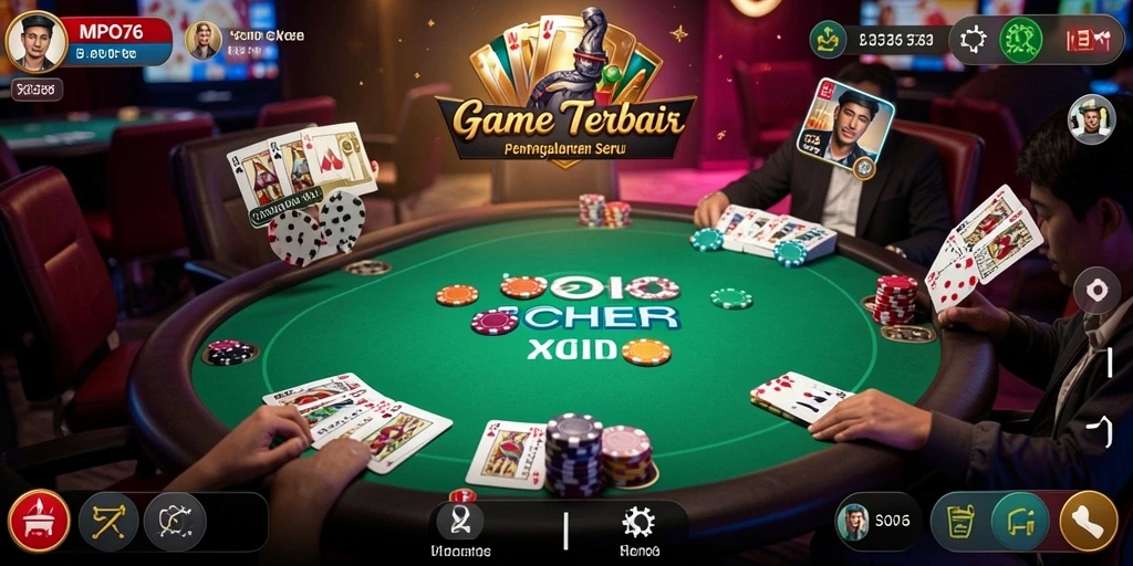 Screenshot menunjukkan aksi seru permainan Poker di MPO76.