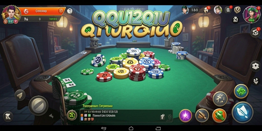 Tangkapan layar utama QQ1221 menampilkan gameplay seru QiuQiu.