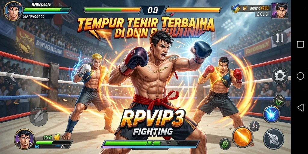 Screenshot utama RPVIP3 menampilkan duel pertarungan yang epik.